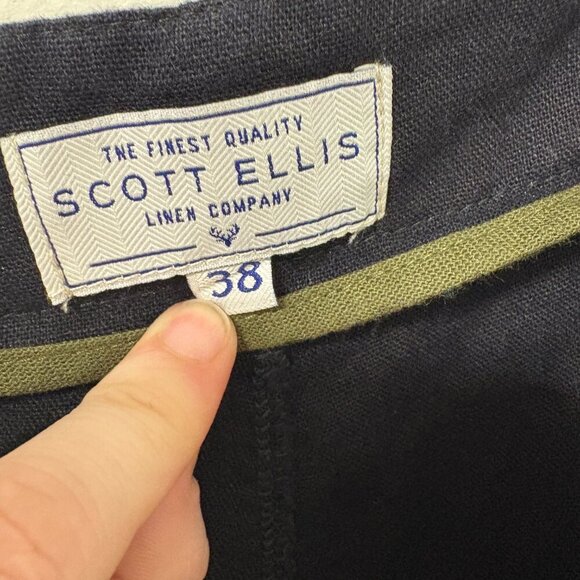 Scott Ellis Linen Shorts Navy Blue NEW Size 38 Regular Fit - Picture 4 of 10